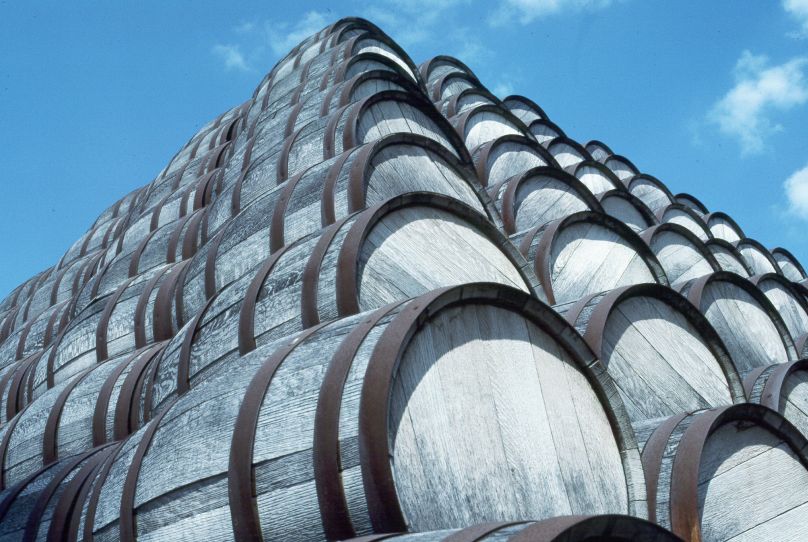 Stack of barrels outside Seagram's Museum