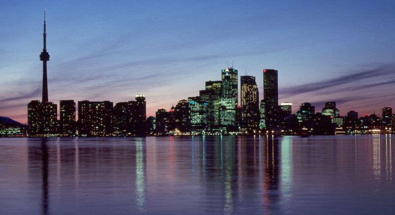 Toronto after sunset, across the water